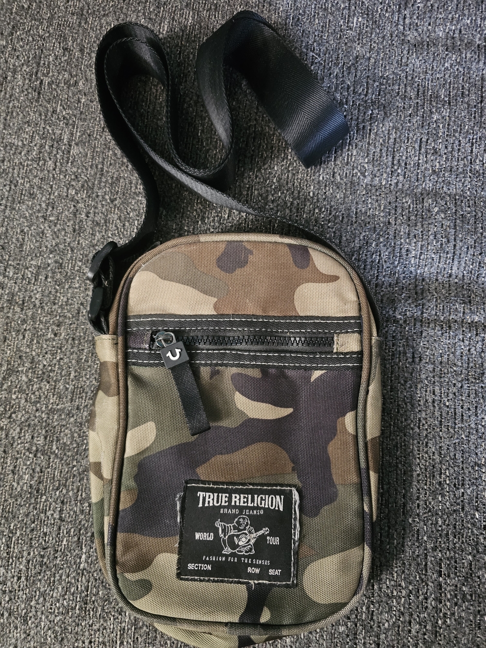 True Religion Camo Crossbody Bag in Brown and Green